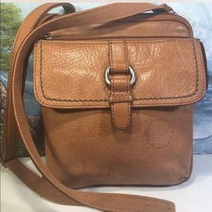 Fossil Brown Leather Crossbody Purse Travel Pouch Multi Compartment 9x8x3 SD 24”